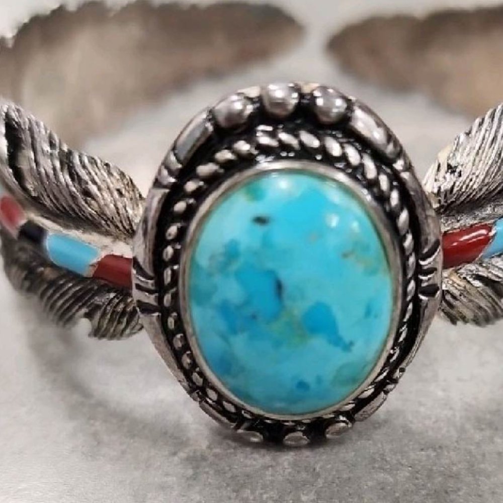 #12 Sedona Sky Turquoise Bracelet Signed BGE Expandable